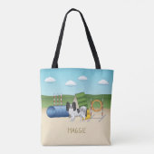 Zwart-Witte Papillon Met Agility-Apparatuur Tote Bag (Achterkant)