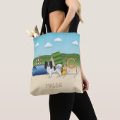 Zwart-Witte Papillon Met Agility-Apparatuur Tote Bag (Dichtbij)