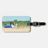Zwart-Witte Papillon Met Agilityapparatuur Bagagelabel (Voorkant horizontaal)