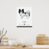 Zwart-Witte Papillon Mooie Hond Met Aangepaste Tek Poster (Keuken)