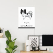 Zwart-Witte Papillon Mooie Hond Met Aangepaste Tek Poster (Thuiskantoor)
