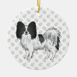Zwart-Witte Papillon Mooie Hond Met Pootjes Keramisch Ornament