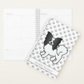 Zwart-Witte Papillon Mopshond Cute Cartoon Hond & Planner (Display)