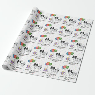 Zwart-Witte Papillon Mopshond - Verjaardag Cadeaupapier