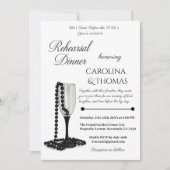 Zwart Witte Parel Champagne Oefendiner Kaart (Voorkant)