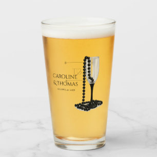 Zwart & Witte Parel Champagneglas Bruiloft Glas
