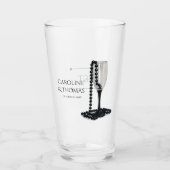 Zwart & Witte Parel Champagneglas Bruiloft Glas (Voorkant)