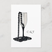 Zwart-Witte Parel Champagneglas Bruiloft Informatiekaartje (Achterkant)