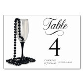 Zwart & Witte Parel Champagneglas Bruiloft Kaart (Voorkant)