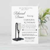 Zwart Witte Parel Champagnetentoonstelling Diner Kaart (Staand voorkant)