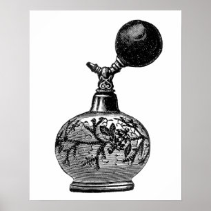 Zwart-witte  parfumeillustratie poster