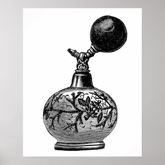 Zwart-witte parfumeillustratie poster (Voorkant)
