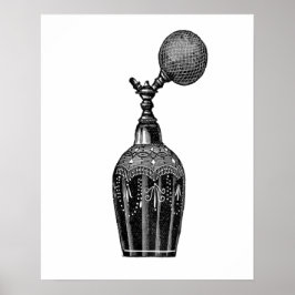 Zwart-witte  parfumeillustratie poster