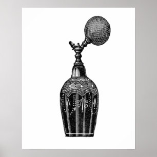 Zwart-witte parfumeillustratie poster