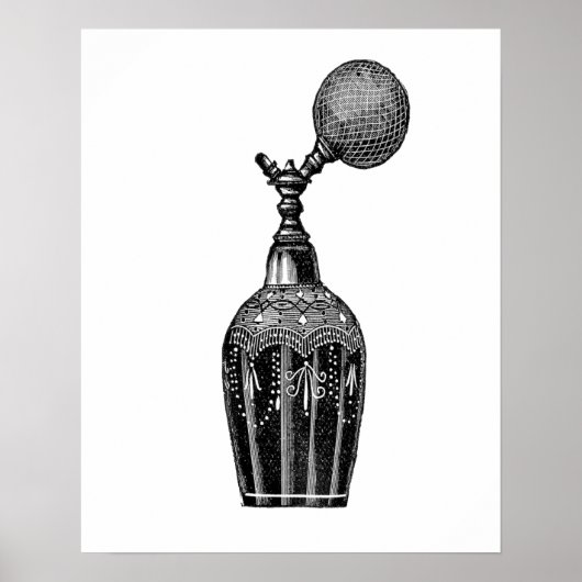 Zwart-witte parfumeillustratie poster (Voorkant)