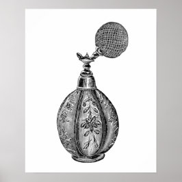 Zwart-witte  parfumeillustratie poster