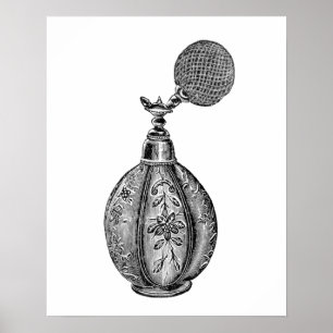 Zwart-witte  parfumeillustratie poster