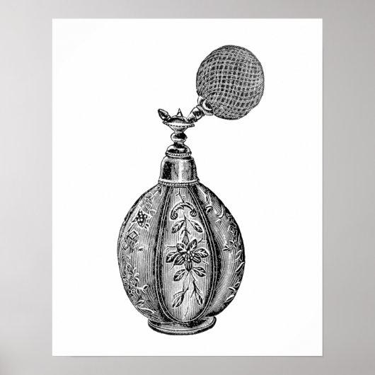 Zwart-witte parfumeillustratie poster (Voorkant)