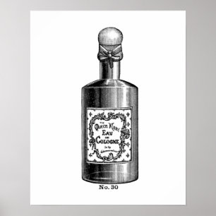 Zwart-witte  parfumeillustratie poster