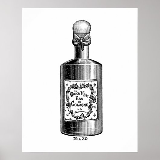 Zwart-witte parfumeillustratie poster (Voorkant)