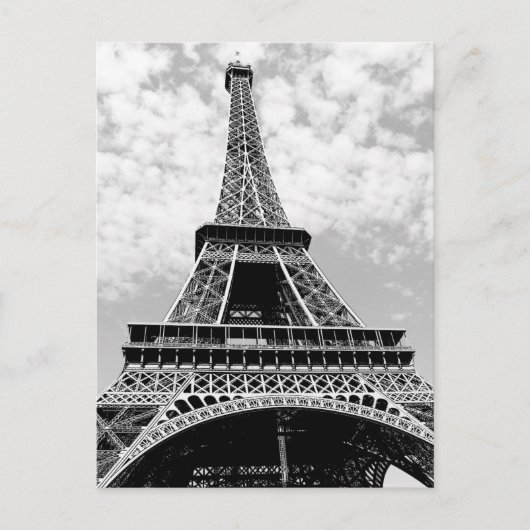 Zwart & Witte Parijse Eiffeltoren Briefkaart (Voorkant)