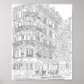 Zwart-witte Parisian Corner Poster (Voorkant)