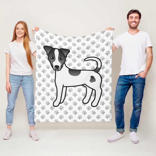 Zwart-Witte Parson Russell Terrier met Gladde Vach Fleece Deken (In situ)