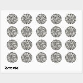 Zwart-witte pastei ronde sticker (Vel)
