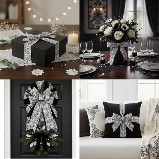 Zwart-witte pastei satijnen lint