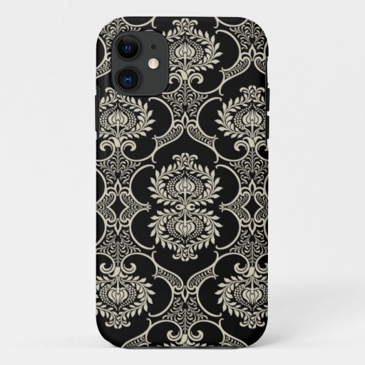 Zwart & Witte Patroon Damask iPhone 5 Hoesje (Achterkant)