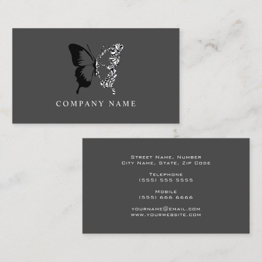 Zwart-witte patroonvlinder visitekaartje (Voorkant / Achterkant)
