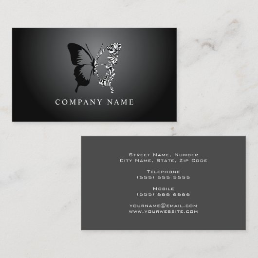 Zwart-witte patroonvlinder visitekaartje (Voorkant / Achterkant)