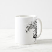 Zwart-Witte Pauw Koffiemok (Voorkant rechts)