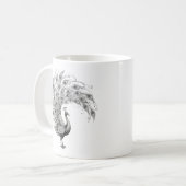 Zwart-Witte Pauw Koffiemok (Voorkant links)