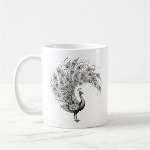Zwart-Witte Pauw Koffiemok