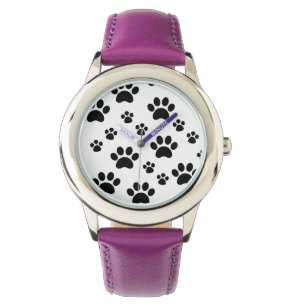 Zwart-witte Pawprint Horloge