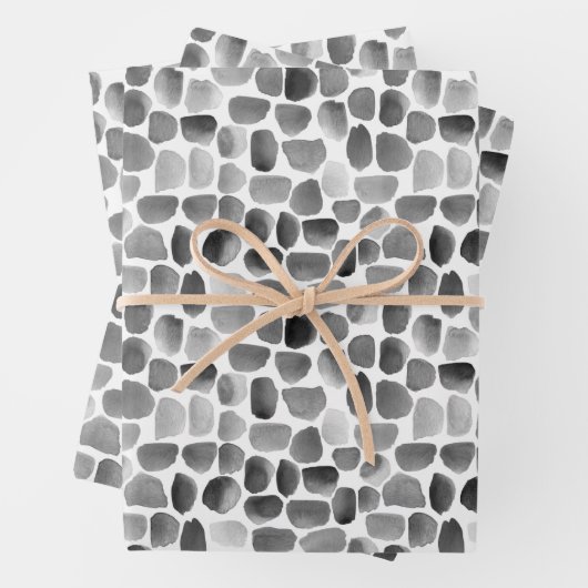 Zwart-witte penseelstreken inpakpapier vel (In situ)