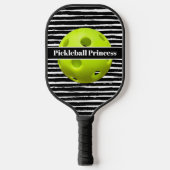 Zwart, witte penseeltapijten Pro/prinses Pickleball Paddle (Voorkant)