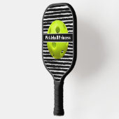 Zwart, witte penseeltapijten Pro/prinses Pickleball Paddle (Links)