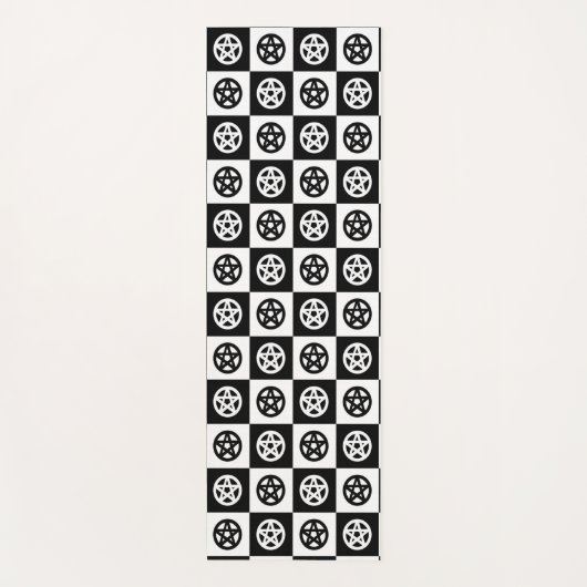 Zwart-witte pentakelen yogamat (Voorkant)