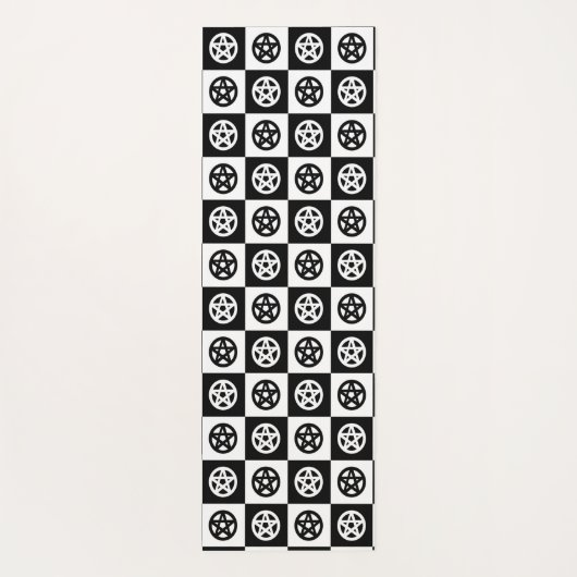 Zwart-witte pentakelen yogamat (Achterkant)