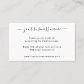 Zwart-witte peperbestelling Dank u Invoegen Visitekaartje (Achterkant)