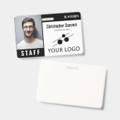 Zwart Witte Personeels ID Foto & Groot Logo Badge (Voor- en achterkant)