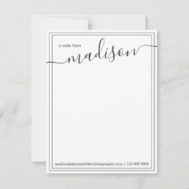 Zwart-witte, persoonlijke naam | van de bureau van bedankkaart