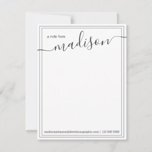 Zwart-witte, persoonlijke naam   van de bureau van bedankkaart