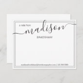 Zwart-witte, persoonlijke naam | van de bureau van bedankkaart (Voorkant / Achterkant)