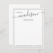 Zwart-witte, persoonlijke naam | Van de bureau van Bedankkaart (Voorkant / Achterkant)