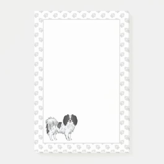 Zwart-Witte Phalène Cartoonhond Met Pootjes Post-it® Notes (Voorkant)