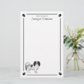 Zwart-Witte Phalène Hond Met Pootjes En Tekst Briefpapier (Staand voorkant)