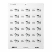 Zwart-Witte Phalène Mopshond Met Aangepaste Tekst Etiket (Full Sheet)